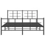 Black metal headboard and footboard bed frame 150x200 cm by , Beds and slatted bases - Ref: Foro24-355581, Price: 120,09 €, D...