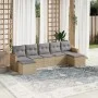 Juego de sofás jardín con cojines beige mezcla 7 pzas ratán PE de , Conjuntos de jardín - Ref: Foro24-3226234, Precio: 385,52...