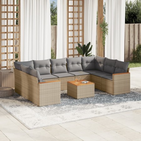 Garden sofa set with beige cushions 10 pieces synthetic rattan by , Garden sets - Ref: Foro24-3226283, Price: 574,79 €, Disco...