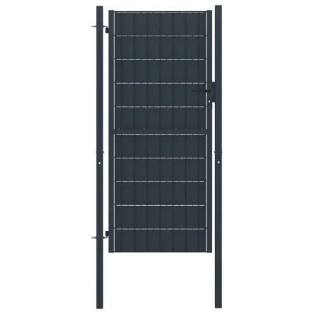 Puerta de valla de PVC y acero gris antracita 100x204 cm de vidaXL, Puertas de jardín - Ref: Foro24-145236, Precio: 238,62 €,...