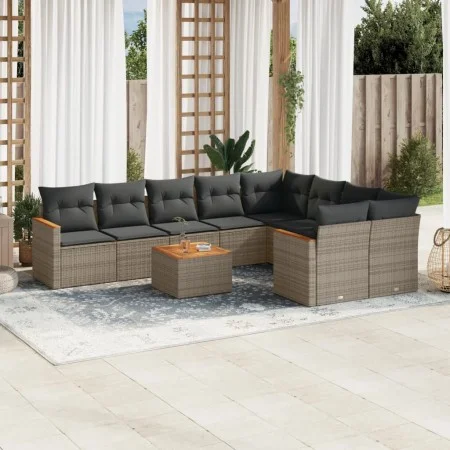10-piece garden sofa set with gray synthetic rattan cushions by , Garden sets - Ref: Foro24-3226312, Price: 569,18 €, Discoun...