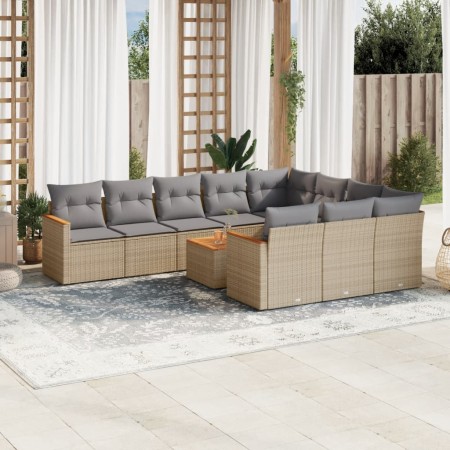 Garden sofa set with beige cushions mix 11 pieces PE rattan by , Garden sets - Ref: Foro24-3226346, Price: 658,34 €, Discount: %