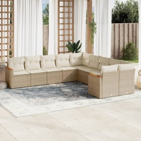 Garden sofa set with beige cushions 10 pieces synthetic rattan by , Garden sets - Ref: Foro24-3226352, Price: 624,30 €, Disco...