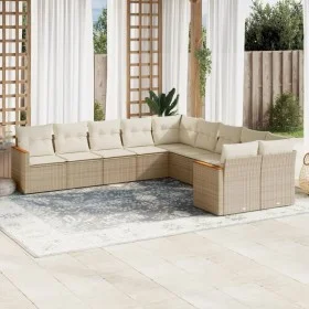 Juego de sofás jardín con cojines beige 10 pzas ratán sintético de , Conjuntos de jardín - Ref: Foro24-3226352, Precio: 659,2...