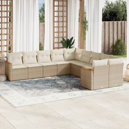 Juego de sofás jardín con cojines beige 10 pzas ratán sintético de , Conjuntos de jardín - Ref: Foro24-3226352, Precio: 624,5...