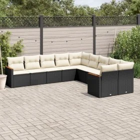 Garden sofa set 10 pieces with black synthetic rattan cushions by , Garden sets - Ref: Foro24-3226350, Price: 587,61 €, Disco...