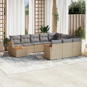 Garden sofa set with beige cushions mix 11 pieces PE rattan by , Garden sets - Ref: Foro24-3226367, Price: 659,43 €, Discount: %