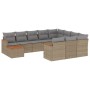 Gartensofa-Set mit beigem Kissenmix, 11-teilig aus PE-Rattan von , Gartensets - Ref: Foro24-3226367, Preis: 658,34 €, Rabatt: %