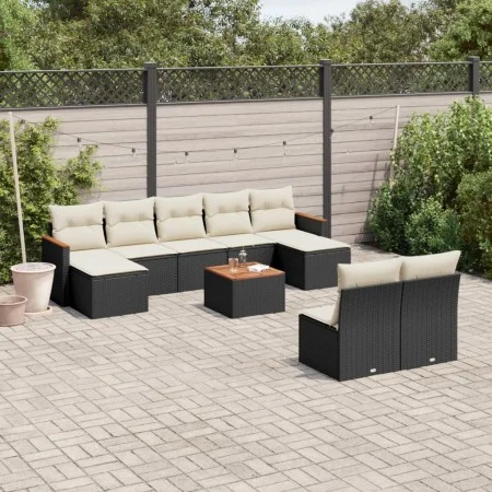 Gartensofa-Set 10-teilig mit schwarzen synthetischen Rattankissen von , Gartensets - Ref: Foro24-3226378, Preis: 508,94 €, Ra...