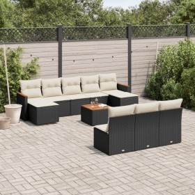 Set de sofás de jardín 11 pzas y cojines ratán sintético negro de , Conjuntos de jardín - Ref: Foro24-3226392, Precio: 526,04...
