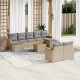 Gartensofa-Set mit beigen Kissen, 10-teilig, synthetisches Rattan von , Gartensets - Ref: Foro24-3226409, Preis: 556,94 €, Ra...