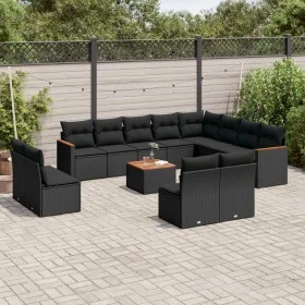 Garden sofa and cushion set 13 pieces black synthetic rattan by , Garden sets - Ref: Foro24-3226475, Price: 824,24 €, Discoun...