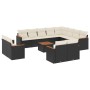 Garden sofa and cushion set 13 pieces black synthetic rattan by , Garden sets - Ref: Foro24-3226518, Price: 774,44 €, Discoun...