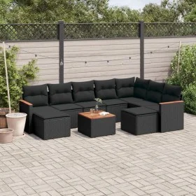 Gartensofa-Set 10-teilig mit schwarzen synthetischen Rattankissen von , Gartensets - Ref: Foro24-3226545, Preis: 581,94 €, Ra...