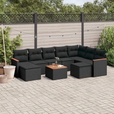 Garden sofa set 10 pieces with black synthetic rattan cushions by , Garden sets - Ref: Foro24-3226545, Price: 581,94 €, Disco...