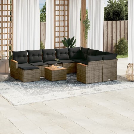 11-teiliges Gartensofa-Set und graue synthetische Rattankissen von , Gartensets - Ref: Foro24-3226564, Preis: 583,10 €, Rabat...