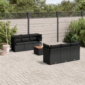 7-teiliges Garten-Essset und schwarze Kissen aus synthetischem Rattan von , Gartensets - Ref: Foro24-3255817, Preis: 480,16 €...