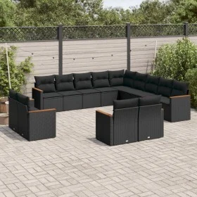 Garden sofa and cushion set 13 pieces black synthetic rattan by , Garden sets - Ref: Foro24-3226524, Price: 912,01 €, Discoun...
