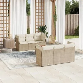 7-teiliges Gartensofa-Set und beigefarbene synthetische Rattankissen von , Gartensets - Ref: Foro24-3255820, Preis: 478,75 €,...