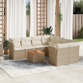 9-teiliges Gartensofa-Set mit beigen synthetischen Rattankissen von , Gartensets - Ref: Foro24-3255862, Preis: 616,64 €, Raba...