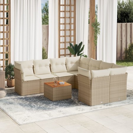 9-teiliges Gartensofa-Set mit beigen synthetischen Rattankissen von , Gartensets - Ref: Foro24-3255862, Preis: 616,64 €, Raba...