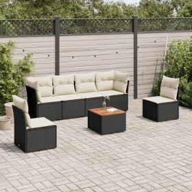 7-piece garden dining set and black synthetic rattan cushions by , Garden sets - Ref: Foro24-3255881, Price: 390,48 €, Discou...