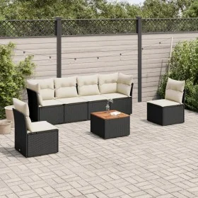 7-piece garden dining set and black synthetic rattan cushions by , Garden sets - Ref: Foro24-3255881, Price: 384,67 €, Discou...