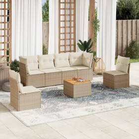 7-piece garden sofa set and beige synthetic rattan cushions by , Garden sets - Ref: Foro24-3255883, Price: 463,85 €, Discount: %