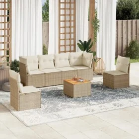 7-piece garden sofa set and beige synthetic rattan cushions by , Garden sets - Ref: Foro24-3255883, Price: 447,99 €, Discount: %