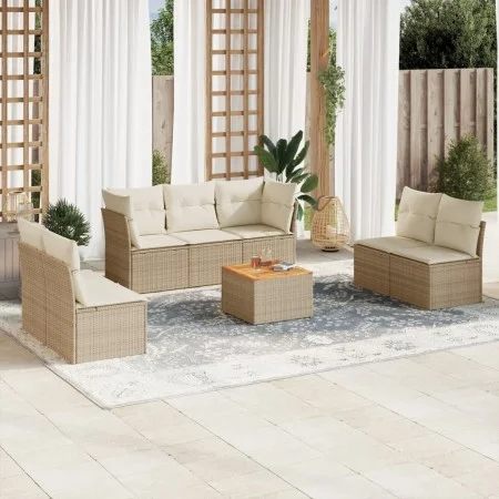 Gartensofa-Set mit beigen Kissen 8 Stück PE-Rattan von , Gartensets - Ref: Foro24-3255897, Preis: 513,94 €, Rabatt: %