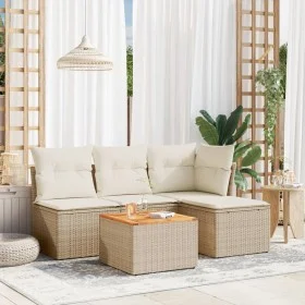 Gartensofa-Set mit Kissen, 5-teilig, beiges synthetisches Rattan von , Gartensets - Ref: Foro24-3255925, Preis: 322,25 €, Rab...