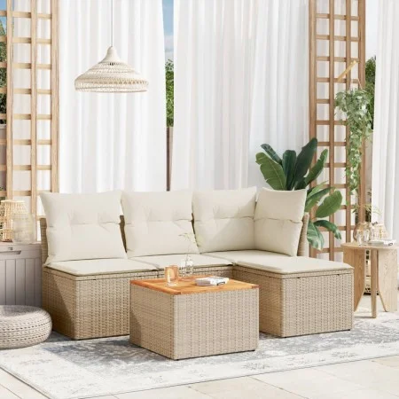 Garden sofa set with cushions 5 pieces beige synthetic rattan by , Garden sets - Ref: Foro24-3255925, Price: 322,25 €, Discou...