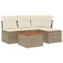 Garden sofa set with cushions 5 pieces beige synthetic rattan by , Garden sets - Ref: Foro24-3255925, Price: 322,25 €, Discou...