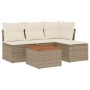 Juego de sofás jardín con cojines 5 pzas ratán sintético beige de , Conjuntos de jardín - Ref: Foro24-3255925, Precio: 332,80...