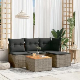 Gartensofa-Set mit Kissen, 5-teilig, graues synthetisches Rattan von , Gartensets - Ref: Foro24-3255927, Preis: 272,13 €, Rab...