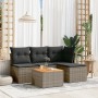 Gartensofa-Set mit Kissen, 5-teilig, graues synthetisches Rattan von , Gartensets - Ref: Foro24-3255927, Preis: 289,11 €, Rab...
