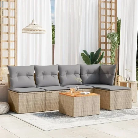 Gartensofa-Set mit beigem Kissenmix, 6-teilig, PE-Rattan von , Gartensets - Ref: Foro24-3255933, Preis: 331,08 €, Rabatt: %