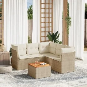 Garden sofa set with cushions 6 pieces beige synthetic rattan by , Garden sets - Ref: Foro24-3255967, Price: 392,17 €, Discou...