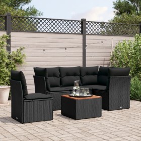 Set de sofás de jardín 6 piezas y cojines ratán sintético negro de , Conjuntos de jardín - Ref: Foro24-3255971, Precio: 398,8...