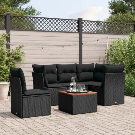 6-piece garden sofa set and black synthetic rattan cushions by , Garden sets - Ref: Foro24-3255971, Price: 383,41 €, Discount: %