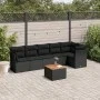 Set de comedor de jardín 7 pzas y cojines ratán sintético negro de , Conjuntos de jardín - Ref: Foro24-3255978, Precio: 438,0...