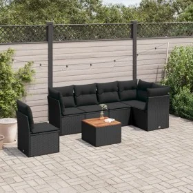 7-piece garden dining set and black synthetic rattan cushions by , Garden sets - Ref: Foro24-3255992, Price: 424,86 €, Discou...
