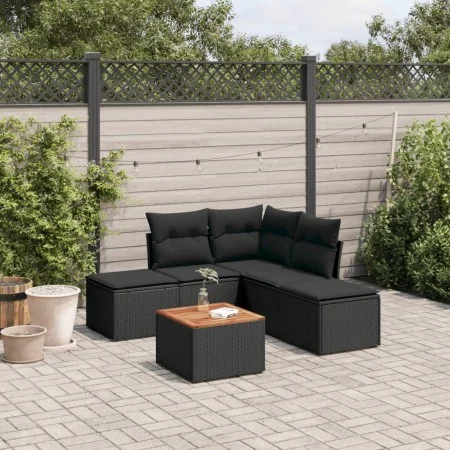 6-piece garden sofa set and black synthetic rattan cushions by , Garden sets - Ref: Foro24-3255999, Price: 328,67 €, Discount: %