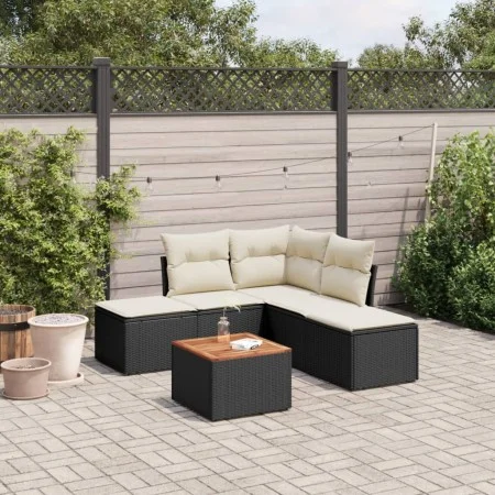 6-piece garden sofa set and black synthetic rattan cushions by , Garden sets - Ref: Foro24-3256000, Price: 309,00 €, Discount: %