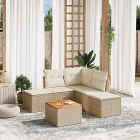 Garden sofa set with cushions 6 pieces beige synthetic rattan by , Garden sets - Ref: Foro24-3256002, Price: 357,47 €, Discou...