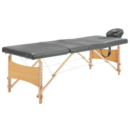 Camilla de masaje 4 zonas estructura madera antracita 186x68 cm de vidaXL, Mesas de masaje - Ref: Foro24-110173, Precio: 163,...