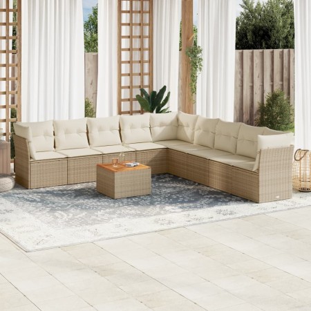 Garden sofa set with beige cushions 10 pieces synthetic rattan by , Garden sets - Ref: Foro24-3256023, Price: 684,82 €, Disco...