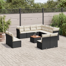Garden sofa set 12 pieces with black synthetic rattan cushions by , Garden sets - Ref: Foro24-3256035, Price: 655,13 €, Disco...