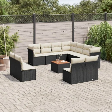 Gartensofa-Set 12-teilig mit schwarzen synthetischen Rattankissen von , Gartensets - Ref: Foro24-3256035, Preis: 647,14 €, Ra...