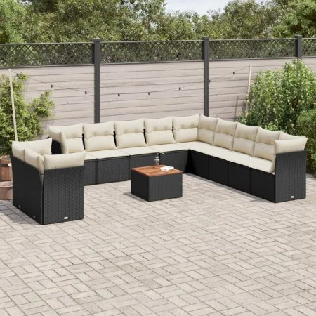 Gartensofa-Set 12-teilig mit schwarzen synthetischen Rattankissen von , Gartensets - Ref: Foro24-3256056, Preis: 755,86 €, Ra...